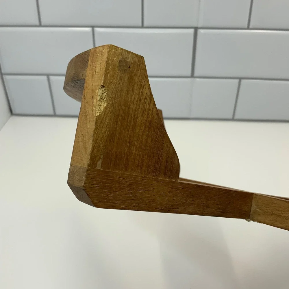 Vintage Dolphin Bowl Stand Genuine Teakwood Brown 10.25x7.5x3in
